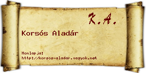 Korsós Aladár névjegykártya